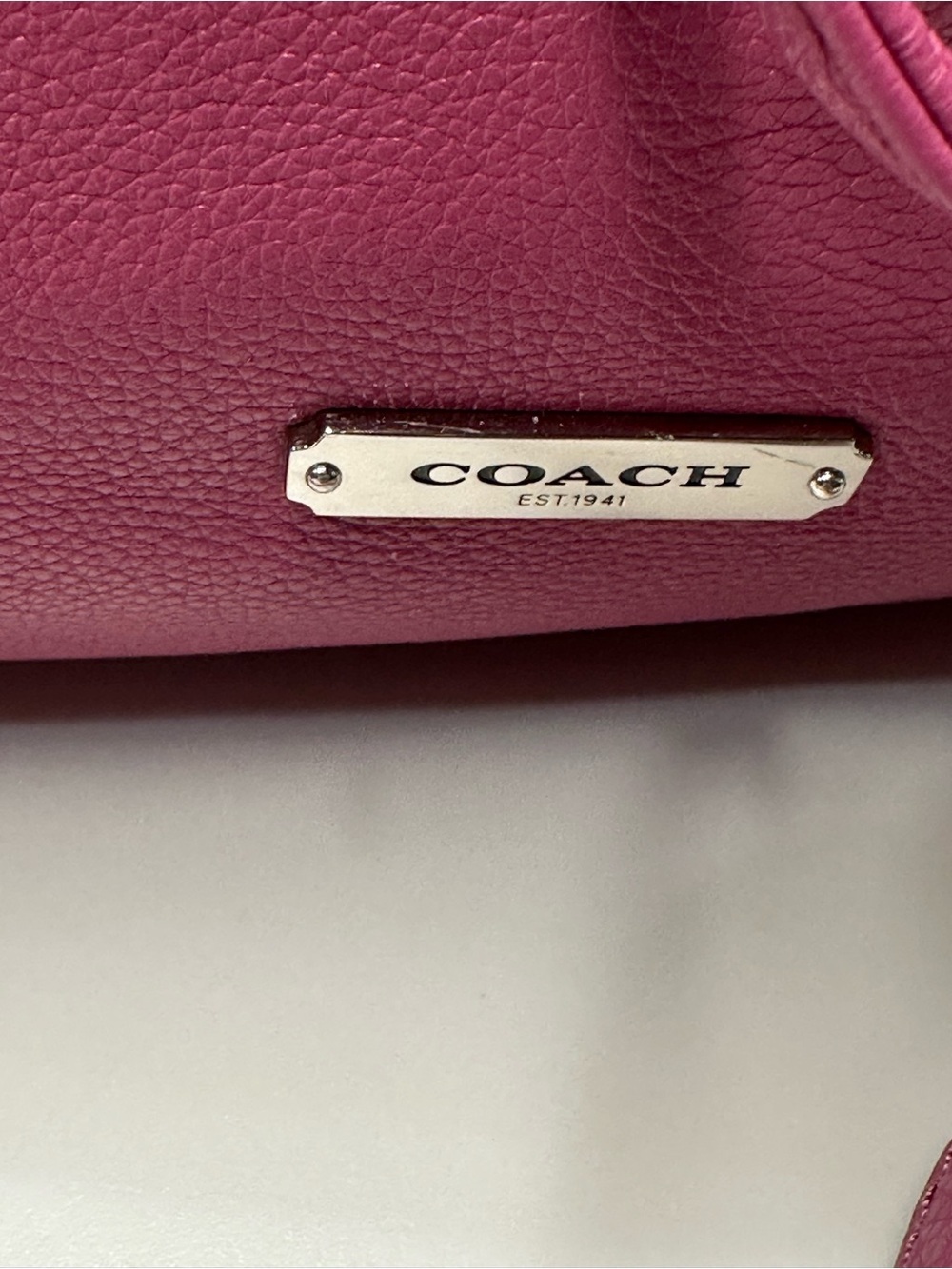 Coach Avery Fuchsia Pebbled Leather Drawstring Bucket Bag - Picture 3 of 15
